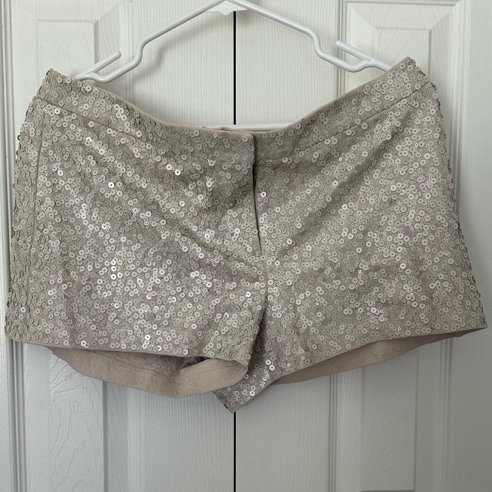 Express Sequin Beige Shorts